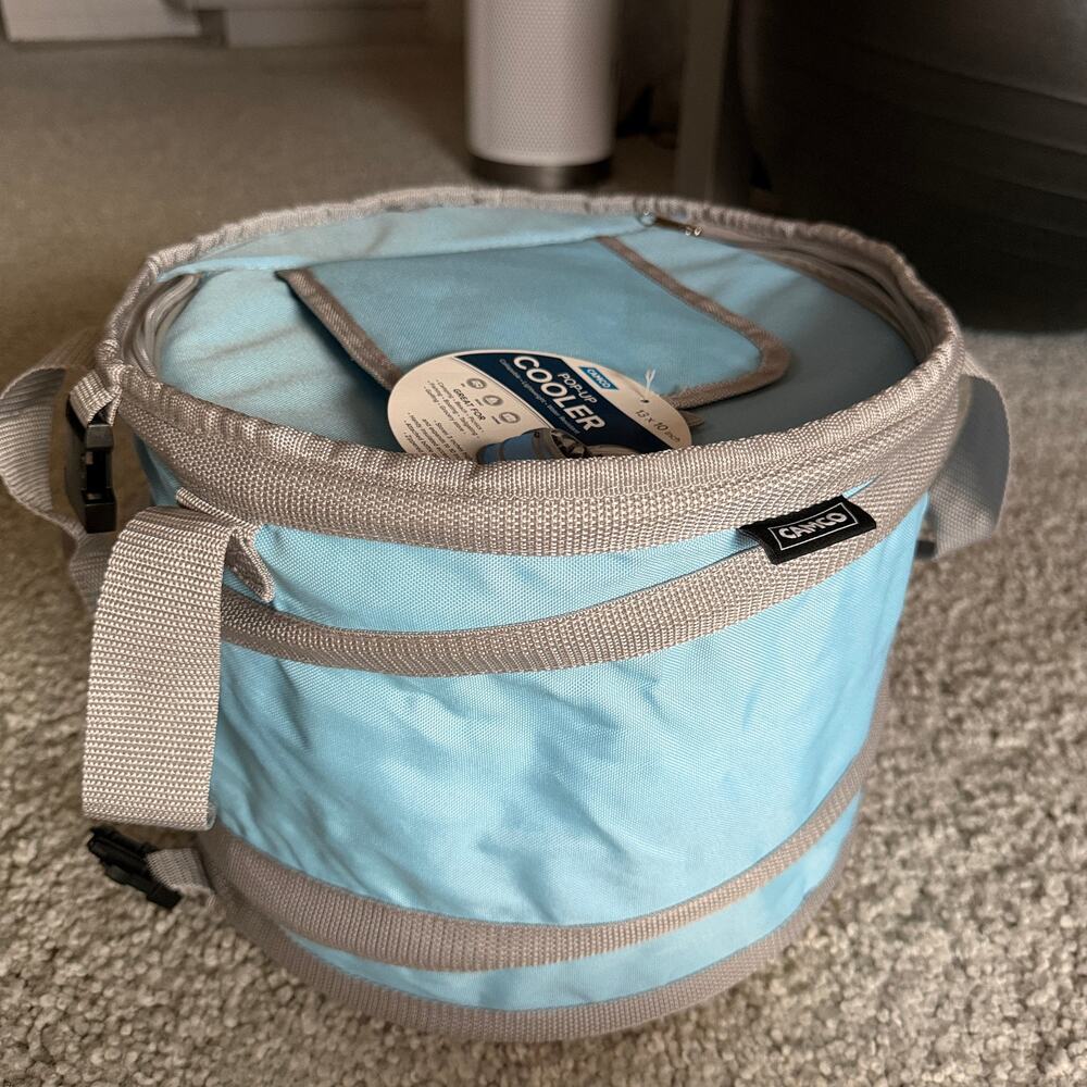 Camco Pop-Up Collapsible Cooler w/Bottle Opener, NWT SkyBlue